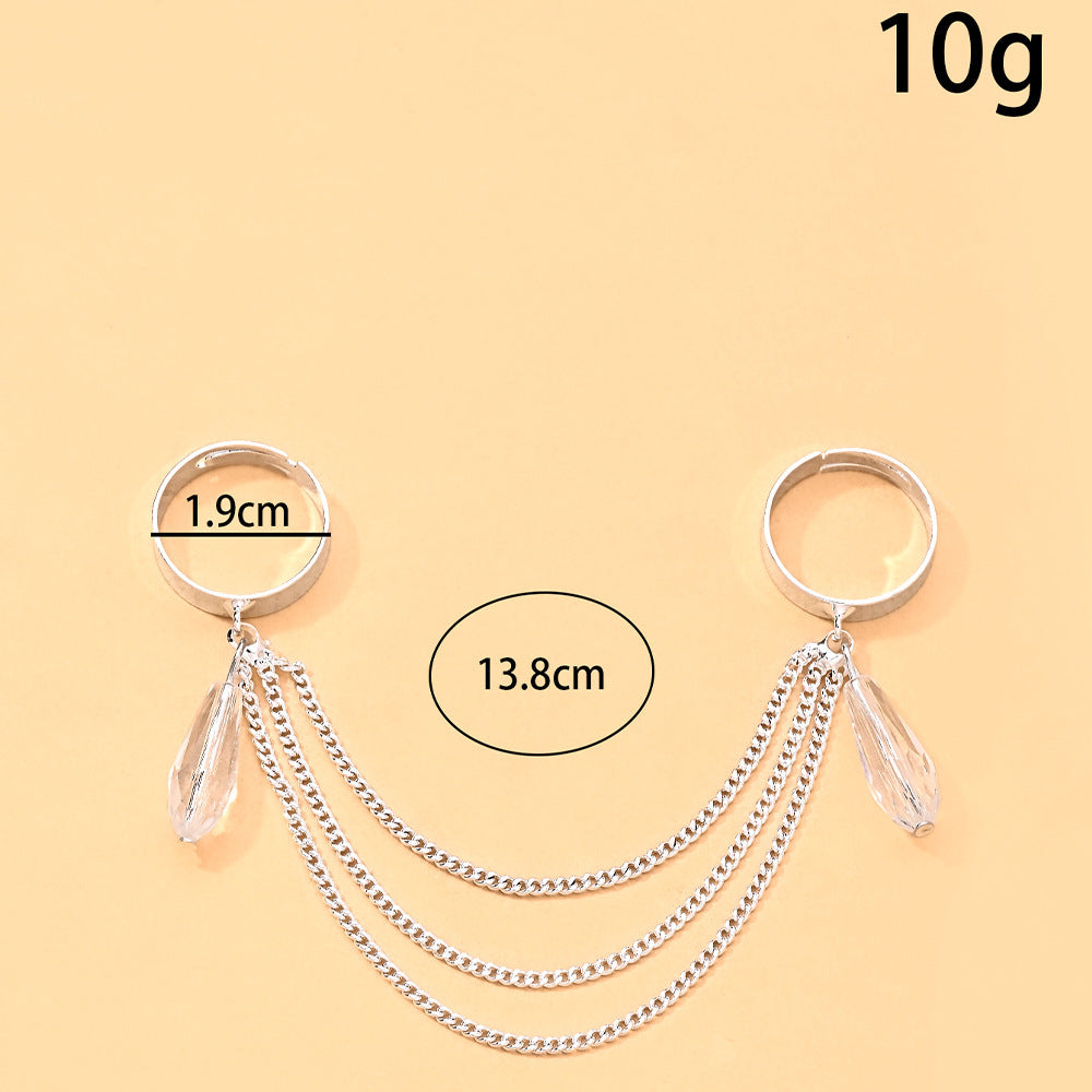 Women’s Open Rings Featuring Water Droplets Design In Copper With Silver Plated Electroplated Finish And Crystal Inlay
