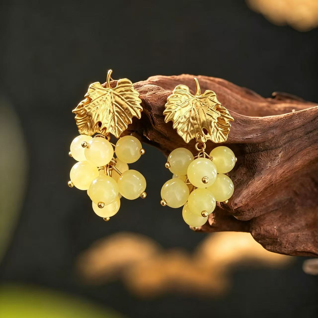 Sweet Natural Pink Grape Drop Earrings In Zinc Alloy For Unisex