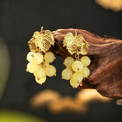 Sweet Natural Pink Grape Drop Earrings In Zinc Alloy For Unisex