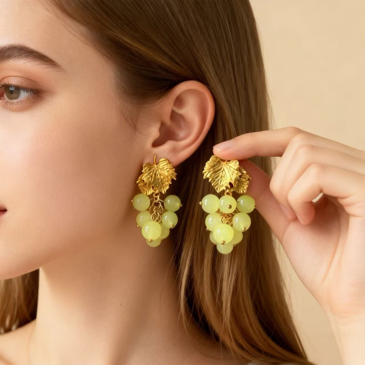 Sweet Natural Pink Grape Drop Earrings In Zinc Alloy For Unisex