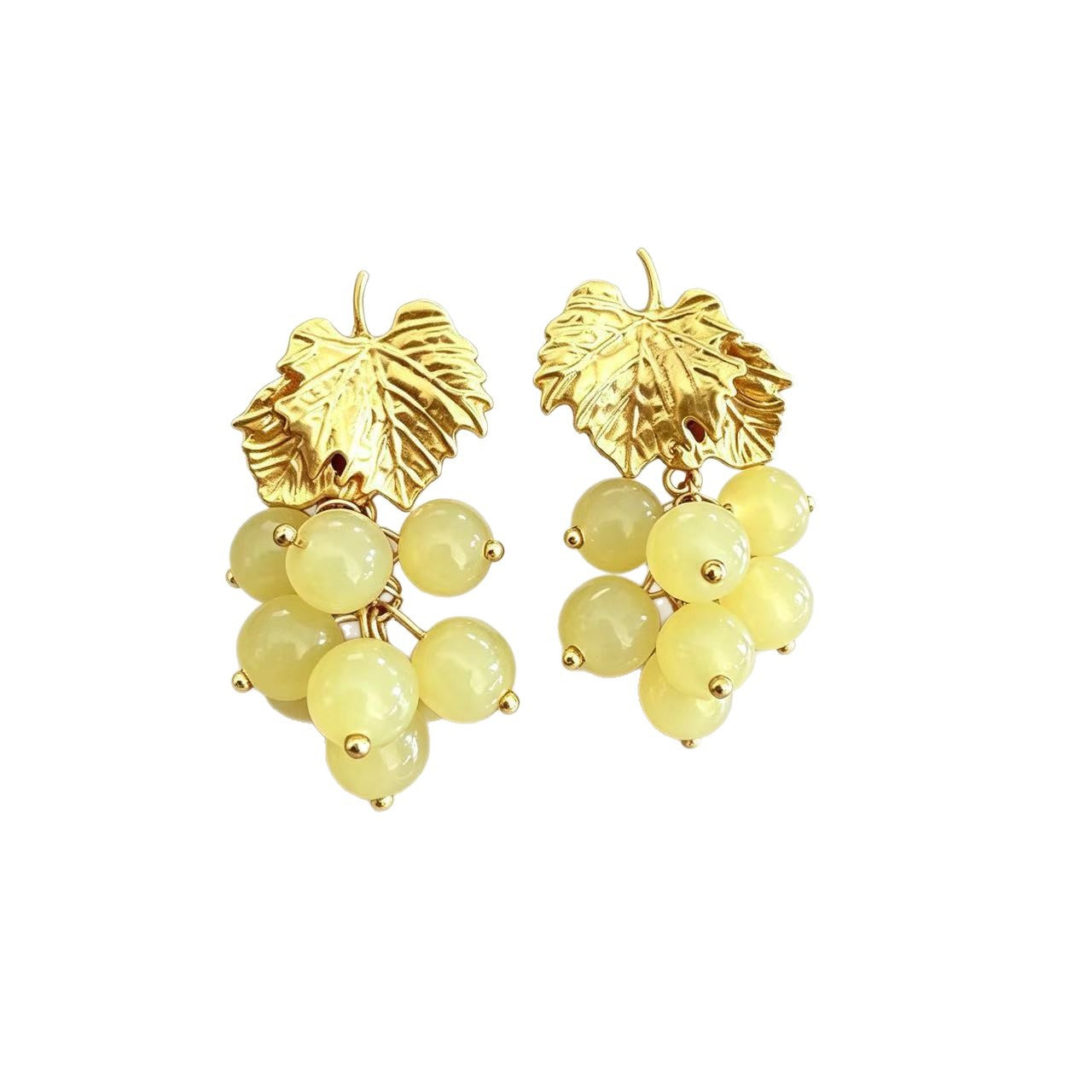 Sweet Natural Pink Grape Drop Earrings In Zinc Alloy For Unisex