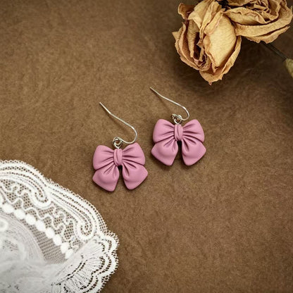Three-dimensional Lavender Bow Tie Earrings For Unisex Featuring Sweet Style In Alloy Material