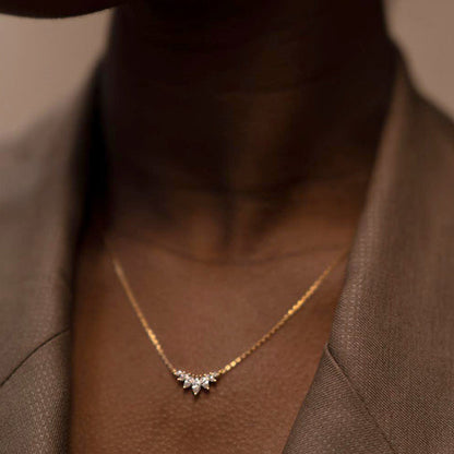 Petal Silver Alloy Necklace With Electroplated Finish And Rhinestone Pendant For Women
