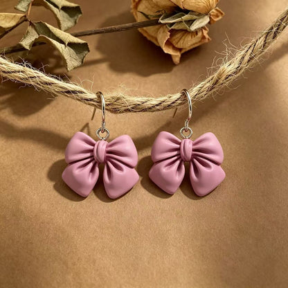 Three-dimensional Lavender Bow Tie Earrings For Unisex Featuring Sweet Style In Alloy Material