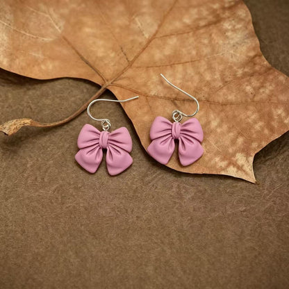 Three-dimensional Lavender Bow Tie Earrings For Unisex Featuring Sweet Style In Alloy Material