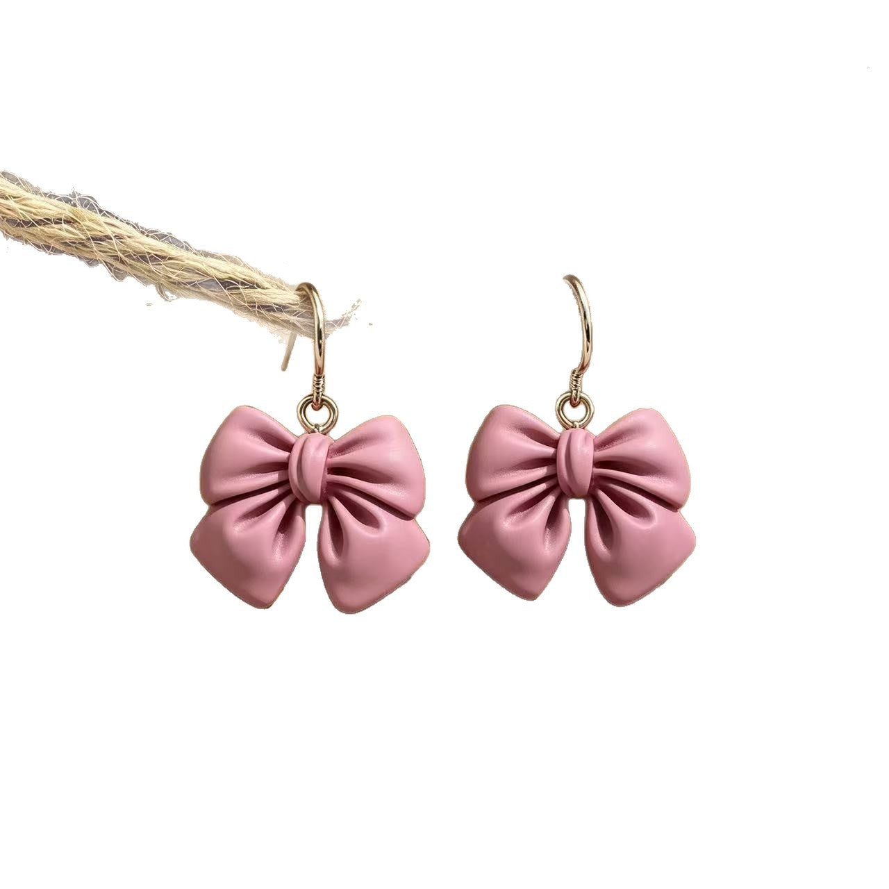 Three-dimensional Lavender Bow Tie Earrings For Unisex Featuring Sweet Style In Alloy Material
