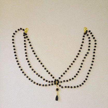 Water Droplets Body Chain For Women In Dyed Black Alloy With Crystal Inlay, Perfect For Wedding Accessories