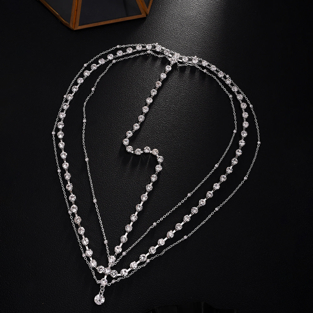 Silver Rhinestone Hair Chain Insert Comb For Women, Elegant Spring Hair Accessory