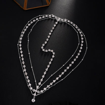 Silver Rhinestone Hair Chain Insert Comb For Women, Elegant Spring Hair Accessory