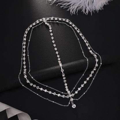 Silver Rhinestone Hair Chain Insert Comb For Women, Elegant Spring Hair Accessory