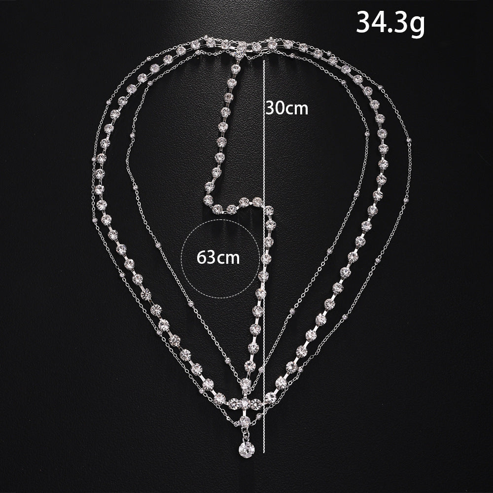 Silver Rhinestone Hair Chain Insert Comb For Women, Elegant Spring Hair Accessory