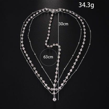 Silver Rhinestone Hair Chain Insert Comb For Women, Elegant Spring Hair Accessory