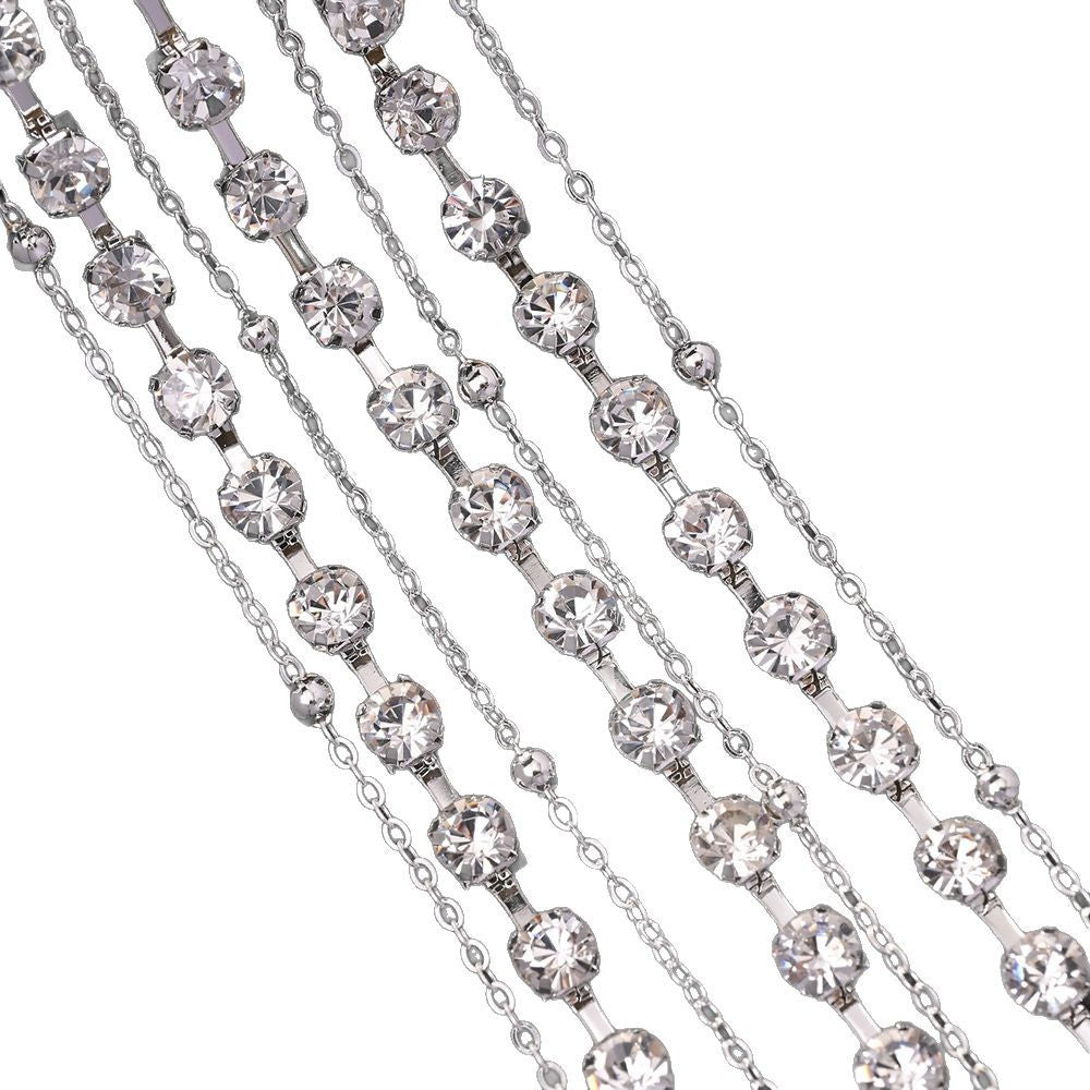 Silver Rhinestone Hair Chain Insert Comb For Women, Elegant Spring Hair Accessory