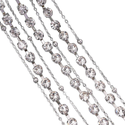 Silver Rhinestone Hair Chain Insert Comb For Women, Elegant Spring Hair Accessory
