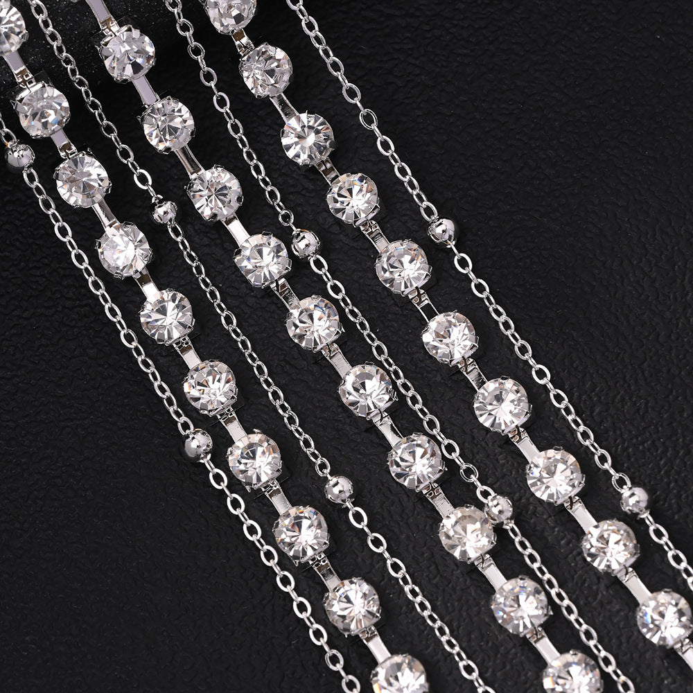 Silver Rhinestone Hair Chain Insert Comb For Women, Elegant Spring Hair Accessory