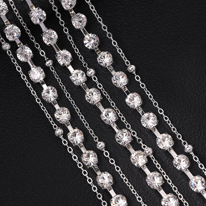 Silver Rhinestone Hair Chain Insert Comb For Women, Elegant Spring Hair Accessory