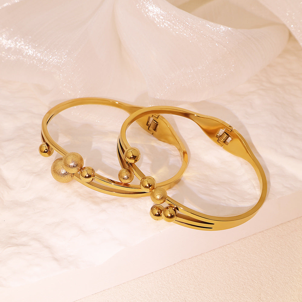 Geometric Titanium Steel Bangle For Women In Simple Style With Slip-on Closure