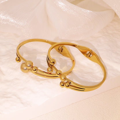 Geometric Titanium Steel Bangle For Women In Simple Style With Slip-on Closure