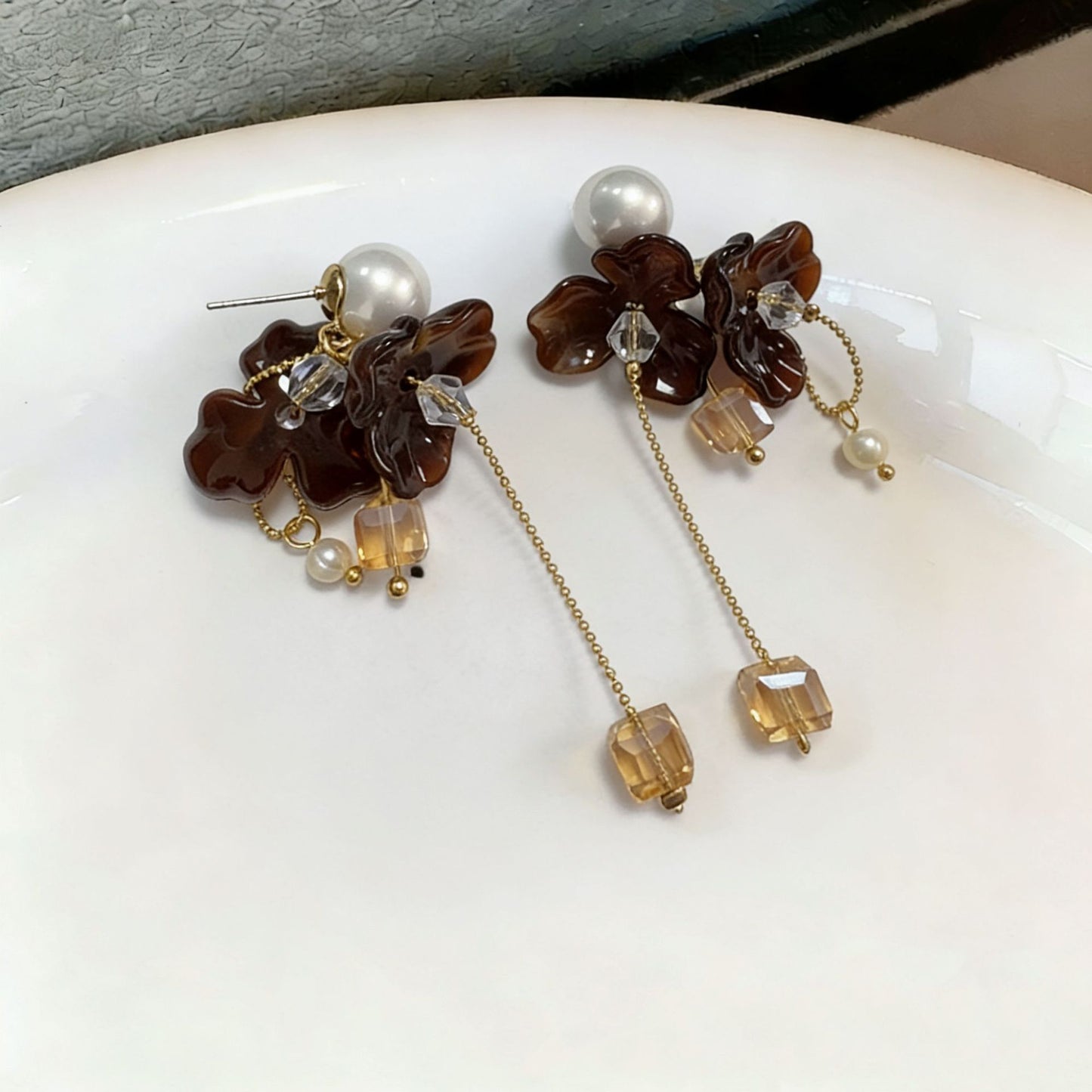 Sweet Flowers Tassel Earrings For Unisex Featuring Natural Pink Shell And Mother-of-pearl Shell Inlay