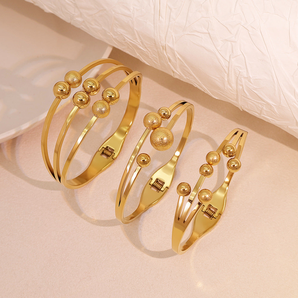 Geometric Titanium Steel Bangle For Women In Simple Style With Slip-on Closure