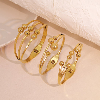 Geometric Titanium Steel Bangle For Women In Simple Style With Slip-on Closure