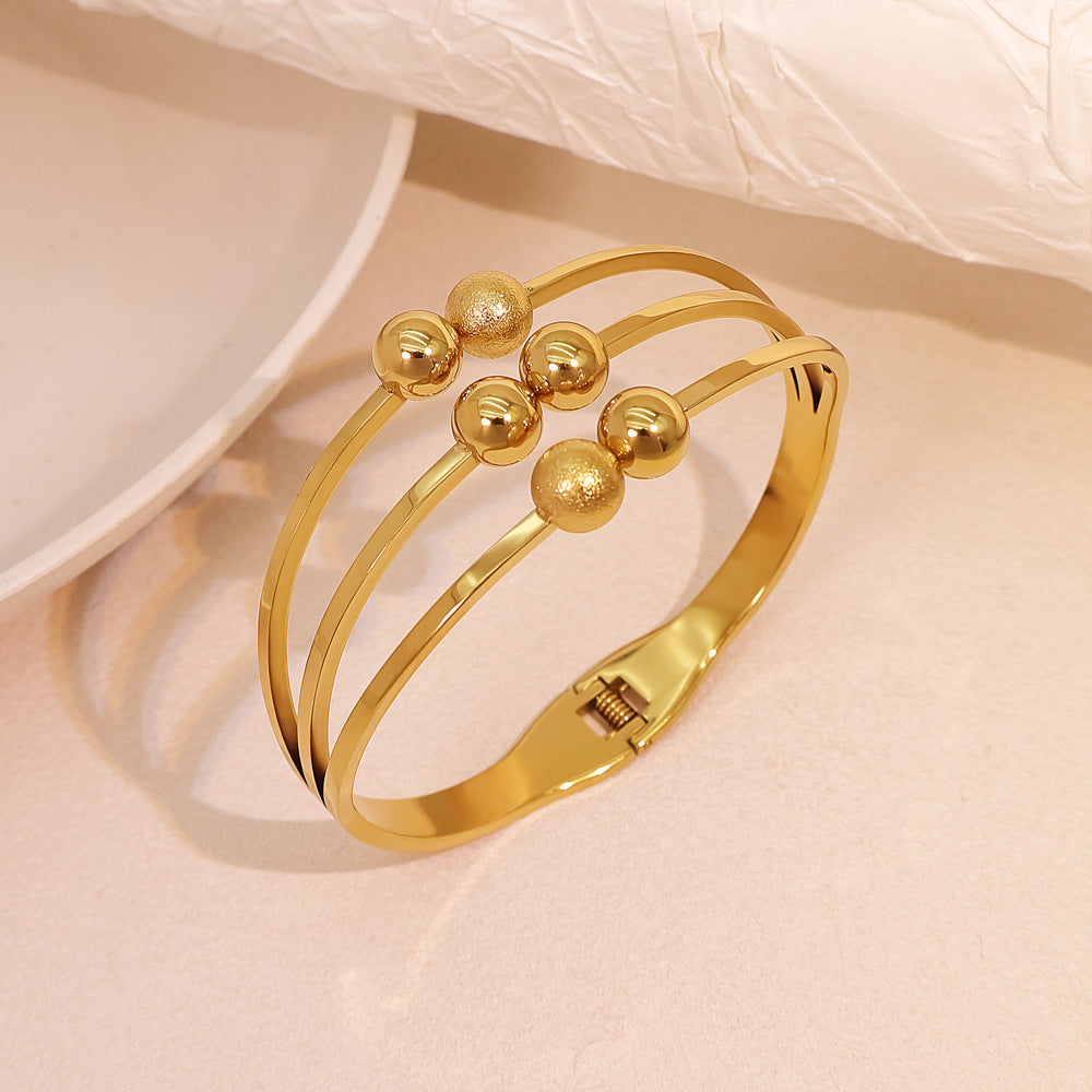 Geometric Titanium Steel Bangle For Women In Simple Style With Slip-on Closure