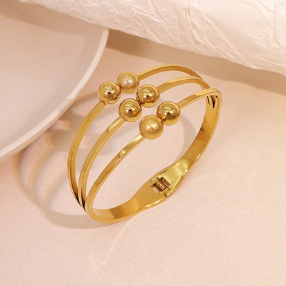 Geometric Titanium Steel Bangle For Women In Simple Style With Slip-on Closure