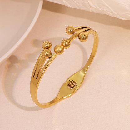 Geometric Titanium Steel Bangle For Women In Simple Style With Slip-on Closure