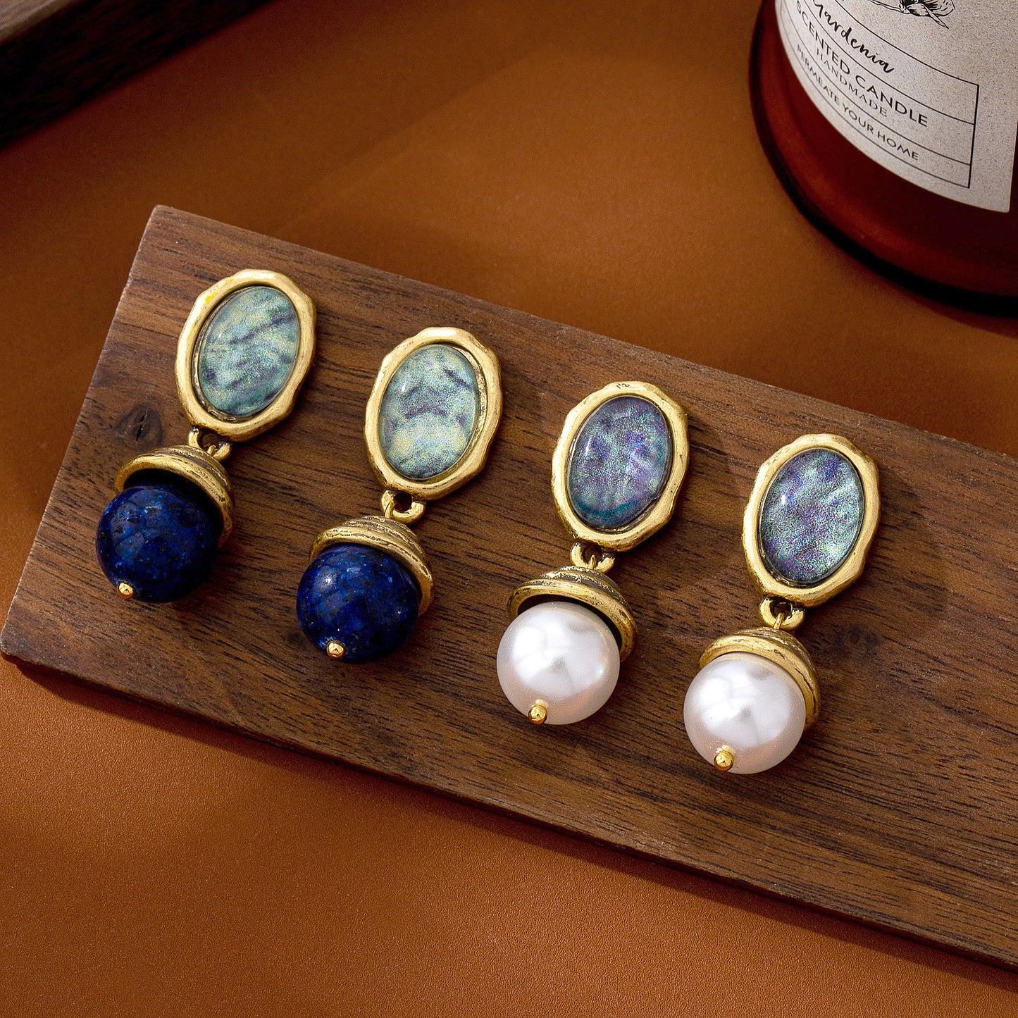 Retro Round White Earrings With Artificial Pearl Inlay, Zinc Alloy Ear Pins, Unisex Clip Earrings