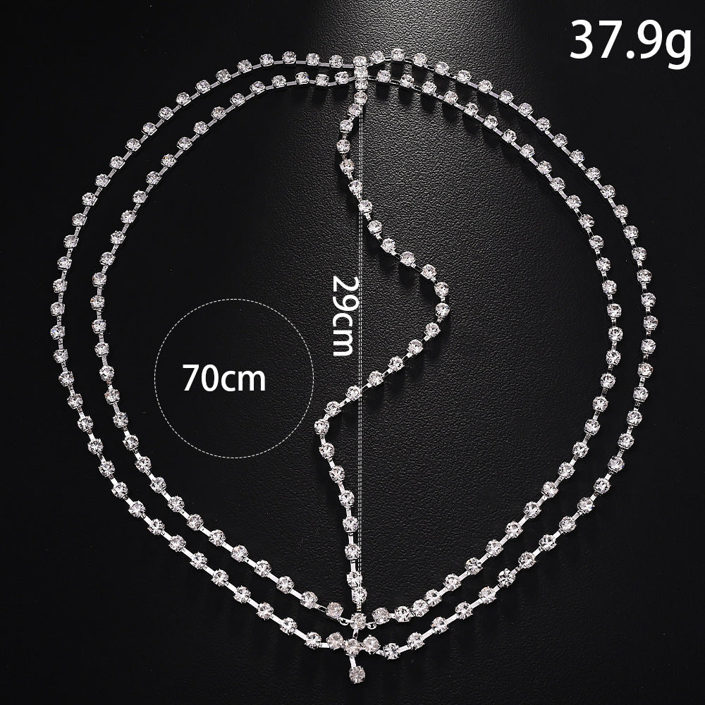 Bohemian Water Droplets Hair Chain Insert Comb In Silver Alloy With Rhinestone Inlay For Spring