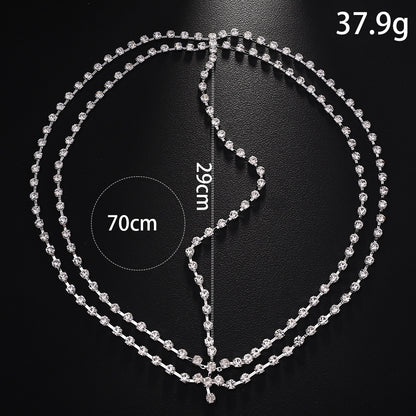 Bohemian Water Droplets Hair Chain Insert Comb In Silver Alloy With Rhinestone Inlay For Spring