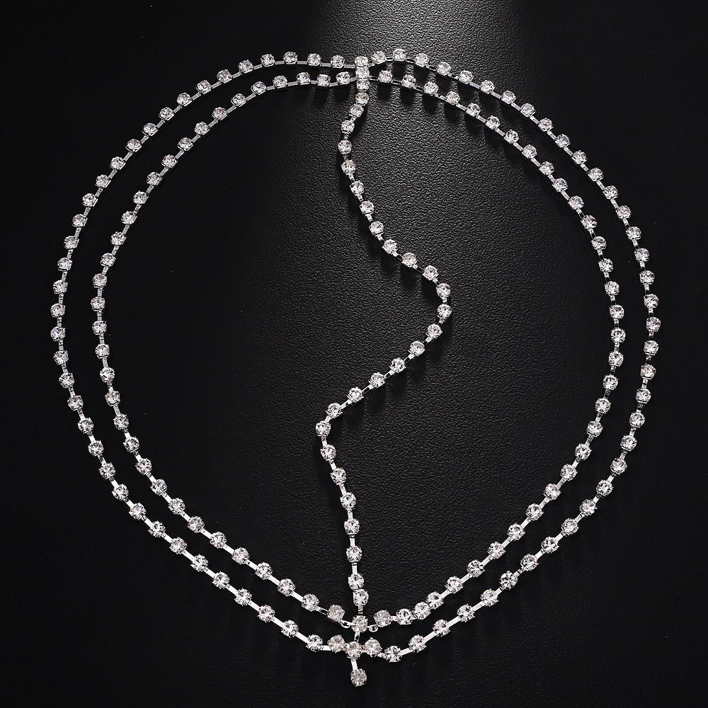 Bohemian Water Droplets Hair Chain Insert Comb In Silver Alloy With Rhinestone Inlay For Spring
