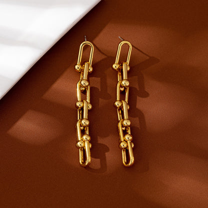 Retro Silver Leaf Tassel Dangling Earrings In Zinc Alloy With Electroplated Finish, Clip Earrings