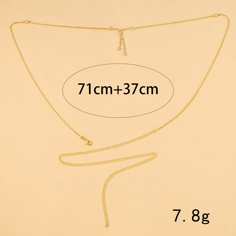 Simple Style Metal Waist Chain For Women Featuring Water Droplets Design In Gold