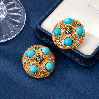 For Unisex Purple Enamel Stud Earrings Featuring Electroplated Craft And 925 Sterling Silver Posts In Zinc Alloy