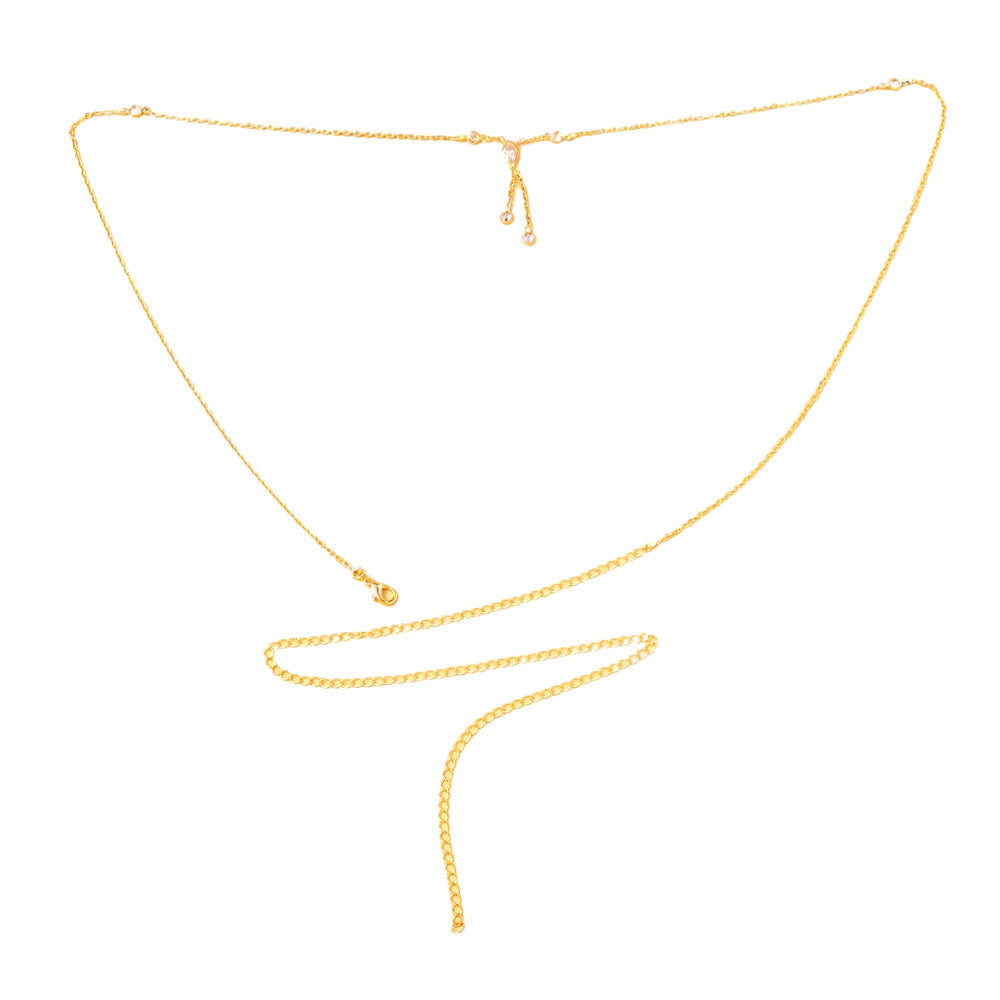 Simple Style Metal Waist Chain For Women Featuring Water Droplets Design In Gold