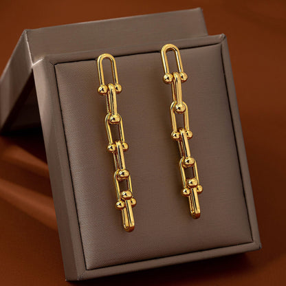 Retro Silver Leaf Tassel Dangling Earrings In Zinc Alloy With Electroplated Finish, Clip Earrings