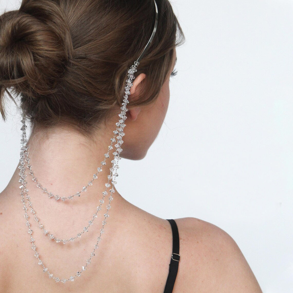 Bridal Jewelry Headband For Women Featuring Rhinestones And Crystal Inlay In Elegant Silver
