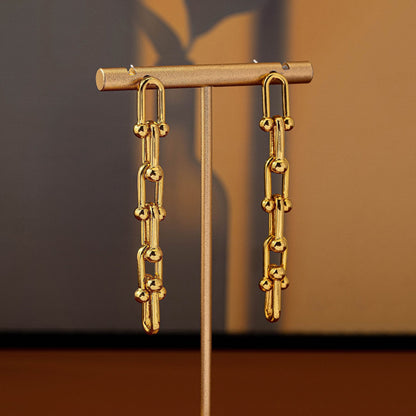 Retro Silver Leaf Tassel Dangling Earrings In Zinc Alloy With Electroplated Finish, Clip Earrings