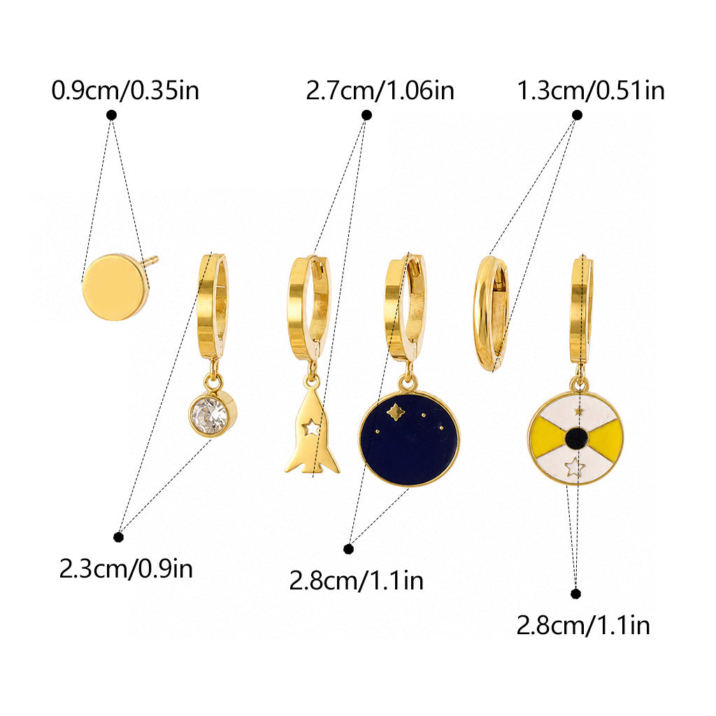 Cartoon Style Gold Hoop Earrings For Women, Waterproof Non Tarnish Titanium Steel With 304 Stainless Steel Posts
