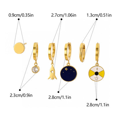 Cartoon Style Gold Hoop Earrings For Women, Waterproof Non Tarnish Titanium Steel With 304 Stainless Steel Posts