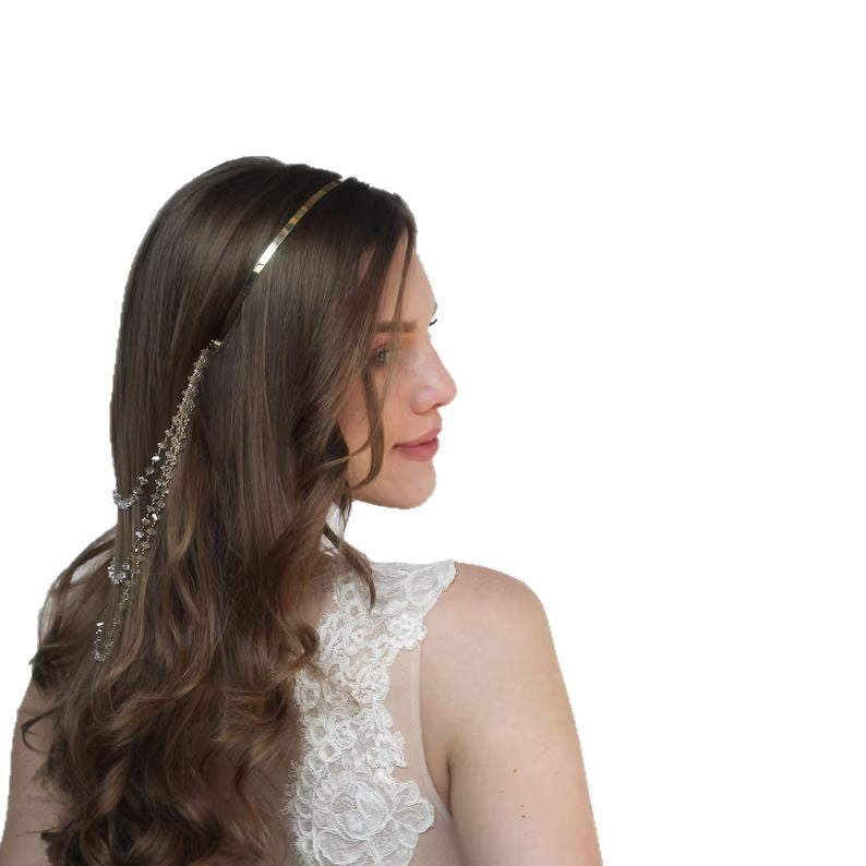 Bridal Jewelry Headband For Women Featuring Rhinestones And Crystal Inlay In Elegant Silver