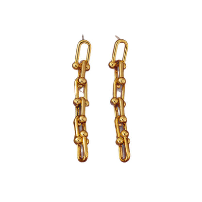 Retro Silver Leaf Tassel Dangling Earrings In Zinc Alloy With Electroplated Finish, Clip Earrings