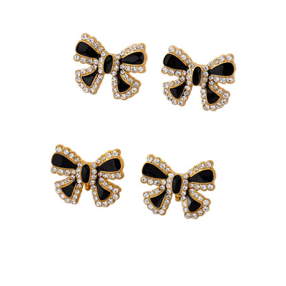 Retro Three-dimensional Bow Tie Stud Earrings For Unisex Featuring Zinc Alloy And 925 Sterling Silver