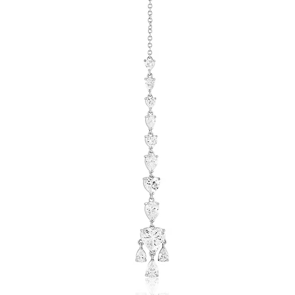 Heart Shape Hair Chain For Women In Mixed Materials With Silver Zircon Inlay, Ideal For Autumn Hairpin Accessory