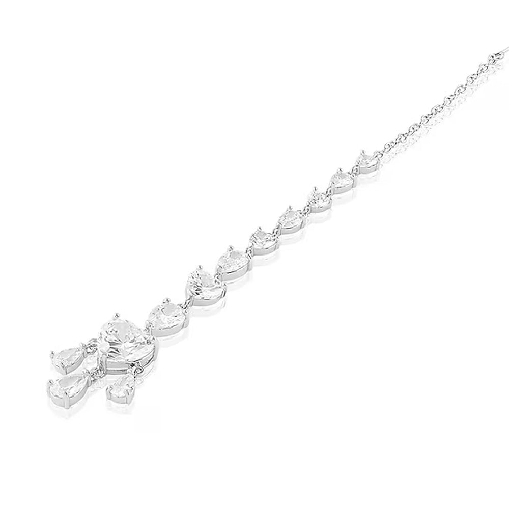Heart Shape Hair Chain For Women In Mixed Materials With Silver Zircon Inlay, Ideal For Autumn Hairpin Accessory