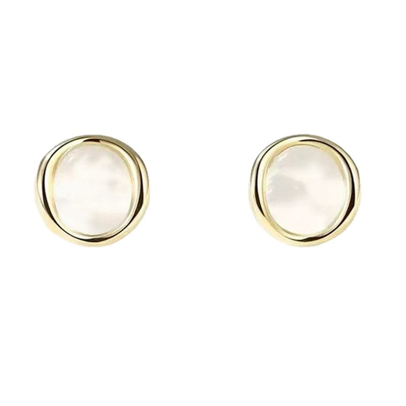 Geometric Stud Earrings For Women Featuring Cat's Eye Stone In Alloy With 925 Sterling Silver Posts,