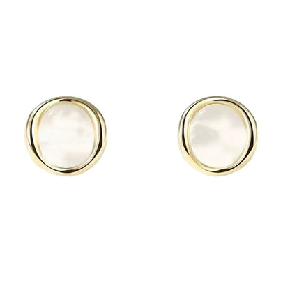 Geometric Stud Earrings For Women Featuring Cat's Eye Stone In Alloy With 925 Sterling Silver Posts,