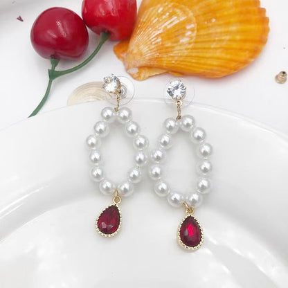 Sweet Flowers Tassel Earrings For Unisex In Natural Pink Alloy, Featuring Stud Design
