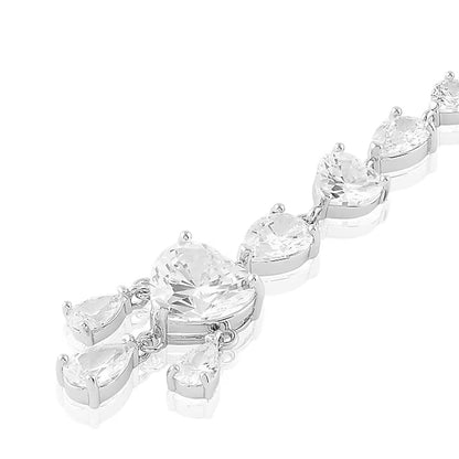 Heart Shape Hair Chain For Women In Mixed Materials With Silver Zircon Inlay, Ideal For Autumn Hairpin Accessory